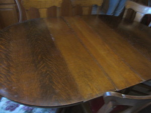 lot 1 image: Antique pedestal dine table & six c...