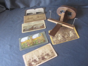 lot 28 image: Stereoptic viewer & cards, viewer h...