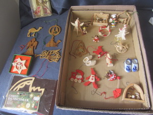 lot 32 image: Wooden Christmas ornaments with Ger...