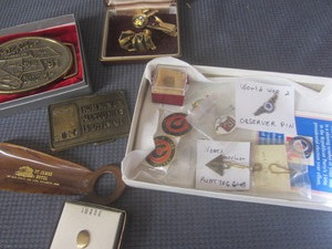 lot 330 image: Mens jewelry, belt buckle, WW2 obs...