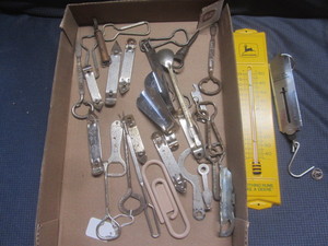 lot 465 image: John Deere thermometer, openers...