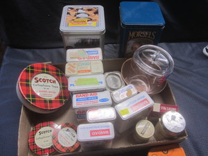 lot 447 image: Tins Bandaid & Curad, Scotch Tape,...
