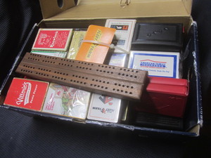 lot 549 image: Playing card, cribbage board...