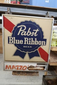lot 3 image: HANGING PABST BLUE RIBBON SIGN