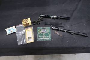 lot 88 image: 2 SCOPES SCOPE MOUNTS AND IRON SIGHTS