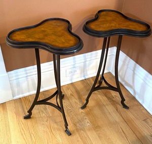 lot 20 image: Pair of Unique Contemporary Style Accent Tables