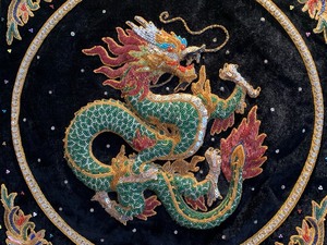 lot 6 image: Beaded Dragon Framed Art Piece