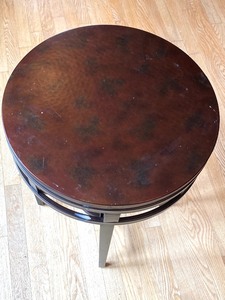 lot 117 image: Accent Table with Hammered Copper Top
