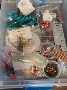 lot 203 image: Six Totes of Various Beading Supplies for Jewelry Making