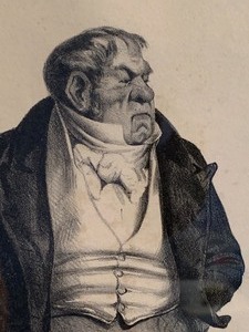lot 197 image: Framed Print Vintage EtchingCaricature - Mr. Baill