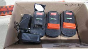 lot 104 image: Cordless String Trimmer and Hedge Trimmer With (3) Batteries and Charger