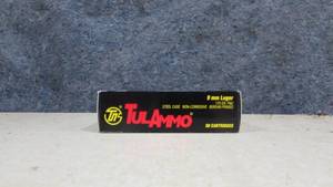 lot 110 image: Box of 50 TulAmmo 9mm Luger 115 Grain Shells