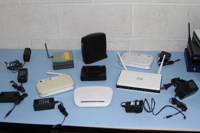 lot 15 image: Large Lot of Miscellaneous Computer Network LAN Routers Switchers & Modems - as Pictured