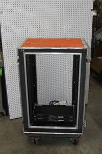 lot 20 image: Maxline Shock-Mount Custom Audio  Video  Computer Equipment Rolling Rack Case with Heavy Duty Casters &