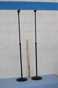 lot 45 image: Lot of 2 - Round Base Audio Microphone Stands with Mic Holders