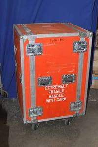 lot 132 image: Heavy Duty Foam Lined ATA-Rated Shock-Mount Equipment Rack Shipping Case with Ront & Rear Doors & Casters