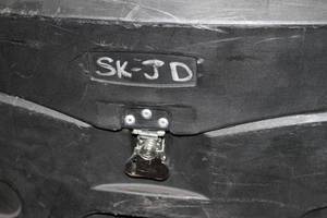 lot 123 image: Black Molded Plastic Shipping Case w Wheels - Used for Miscellaneous Tradeshow Banners & Odd-Shaped Items