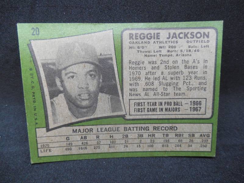lot 198 image: 1971 Topps Reggie Jackson #20