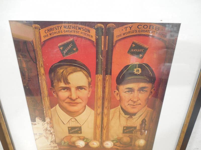 lot 35 image: 16 x 20 Ty Cobb  Christy Mathewson Framed Photo