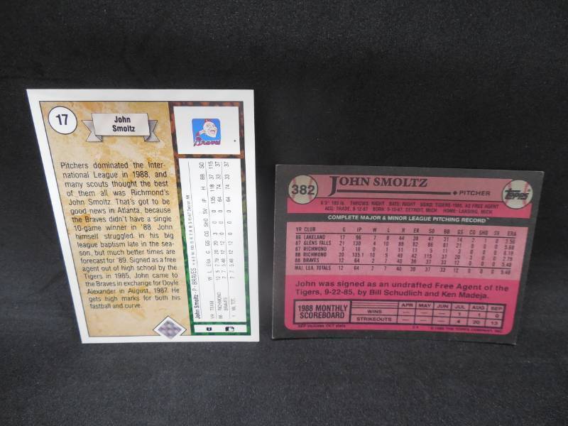 lot 96 image: (2) 1989 John Smoltz Rookie Card Lot
