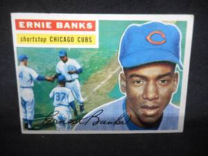 lot 7 image: 1956 Topps Baseball Ernie Banks #15 Very Good Condition
