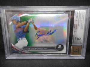lot 11 image: BGS 9 Mint 2013 Bowman Platinum Green Refractor Autograph Byron Buxton Serial #151399