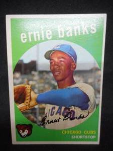 lot 29 image: 1959 Topps Ernie Banks #350 Very Good Condition Chicago Cubs