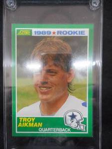 lot 57 image: 1989 Score Troy Aikman Rookie Card #270 Mint LK