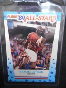 lot 79 image: 1989 Fleer All-Star Sticker Michael Jordan #3 Near Mint
