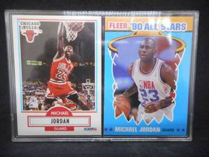 lot 91 image: 1990 Fleer Basketball Michael Jordan Base Card & All-Star Card WOW