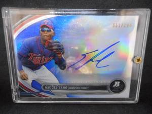 lot 100 image: 2013 Bowman Platinum Blue Miguel Sano Autograph Rookie Serial #51199