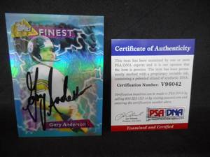 lot 103 image: 1994 Finest Refractor Gary Anderson Autograph Card PSADNA Authentic