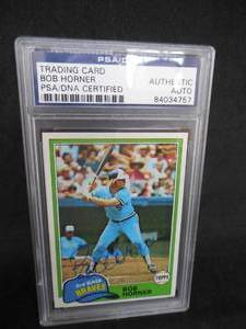 lot 119 image: PSADNA Authentic Autograph 1981 Topps Bob Horner LK