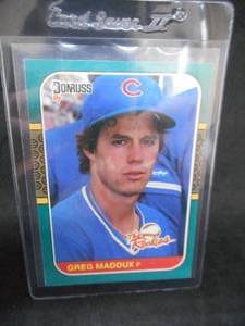 lot 135 image: 1987 Donruss The Rookies Greg Maddux Rookie Card #52