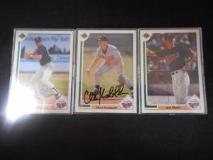 lot 149 image: (3) 1991 Upper Deck Autograph Cards Jack Morris, Chuck Knoblauch And Scott Leius World Series