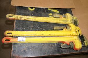 lot 118 image: 3 Ridgid 24 Pipe Wrenches