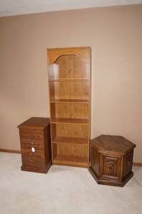 Wood Bookshelf, Side Table, File Cabinet