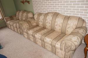 Light Colored Couch and Love Seat Set
