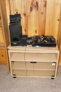 Sony DVD Player surround System with Rolling Cabinet