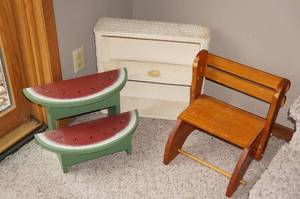 2 Childrens Stools, Small Shelf