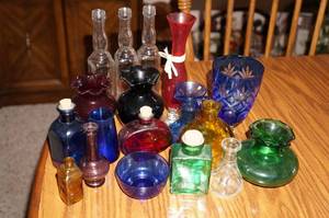 Fancy Color Glass Bottles and Vases