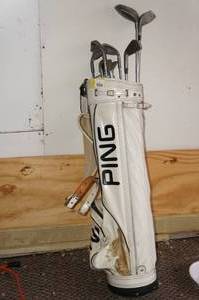 Vintage Ping Golf Bag with Clubs