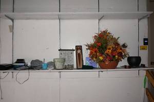 Contents of Shelf - Decorations, Rocks, Pots