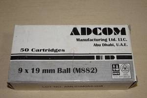 lot 6 image: 50 Adcom 9 x 19mm Ball Ammo