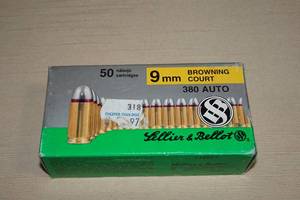 lot 22 image: 50 Sellier & Bellot .380 Auto 92 Gr FMJ Ammo