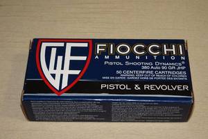 lot 24 image: 50 Fiocchi .380 Auto 90 Gr JHP Ammo