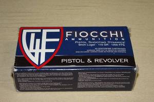 lot 25 image: 50 Fiocchi 9mm Luger 115 Gr FMJ Ammo