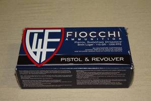 lot 26 image: 50 Fiocchi 9mm Luger 115 Gr FMJ Ammo
