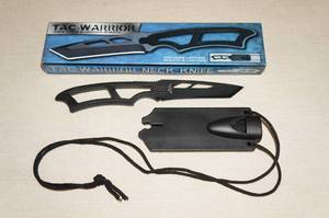 lot 39 image: New Tac Warrior Neck Knife with Sheath and Lanyard