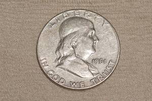 lot 7 image: 1961-D Franklin Silver Half Dollar